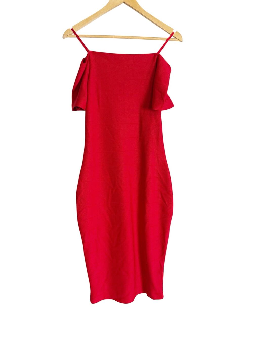 Love J Red Bodycon Off the Shoulder Short Sleeve Knee Length Cocktail Dress M